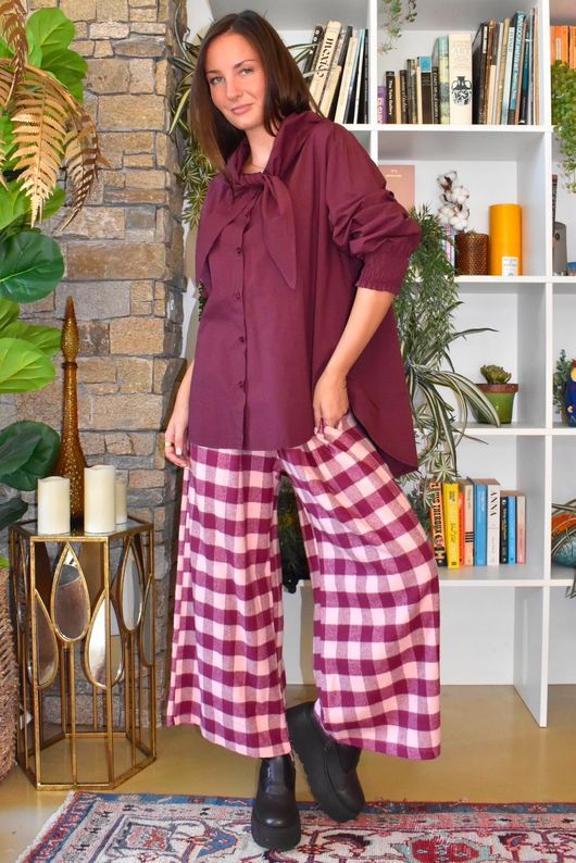 Paloma Tela Neckerchief Blouse Aubergine